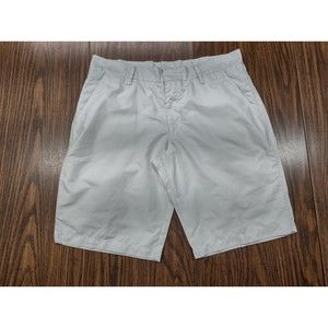 J Lindeberg Mens Chino Golf Shorts Size 34x11 White Polyester Flat Front